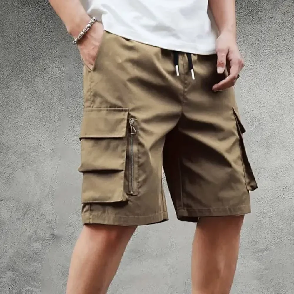 Cargo Khaki Multi Pocket Shorts -F